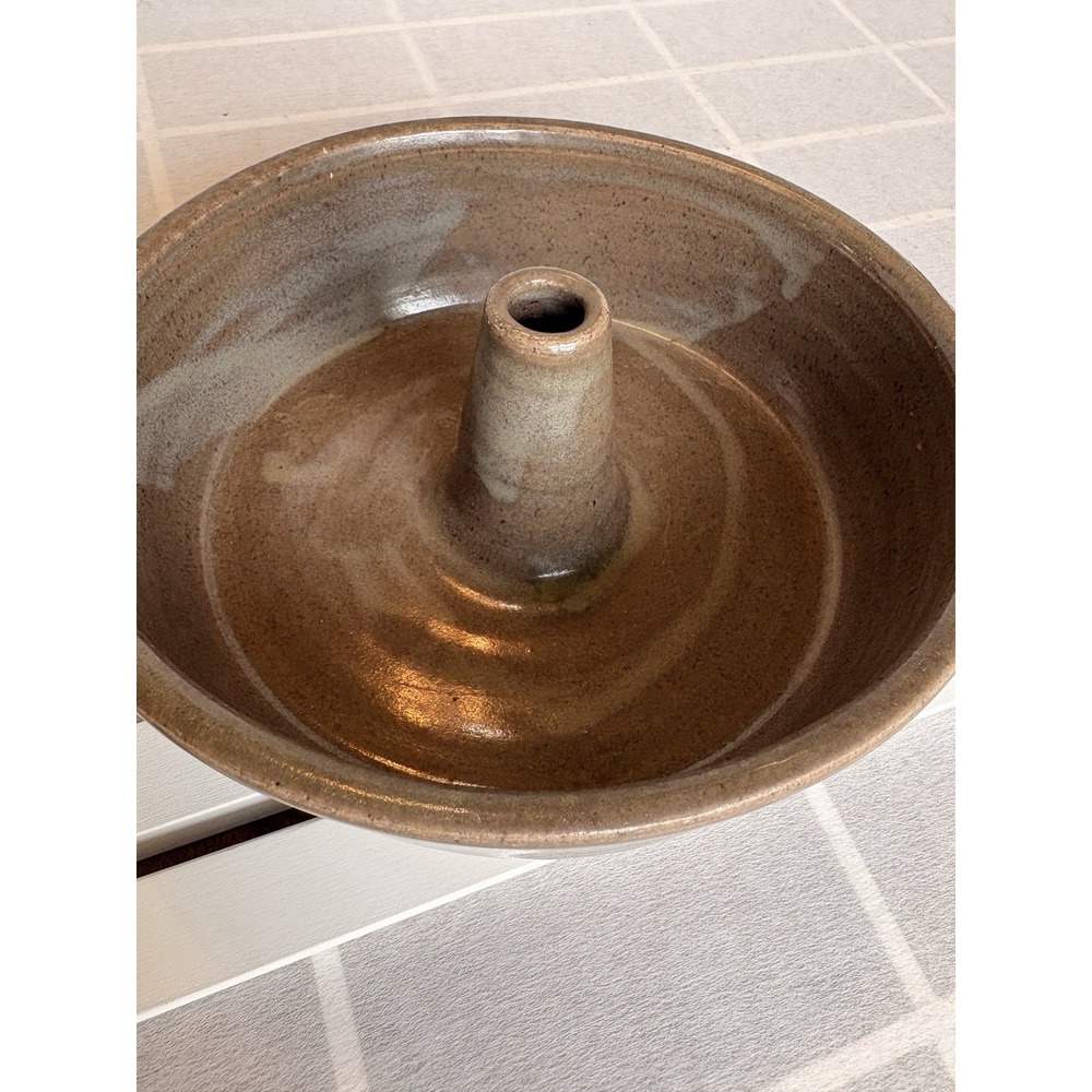Hand Thrown Heavy Appalachian Pottery Earthenware Bundt Pan Minimalist Cabinchic